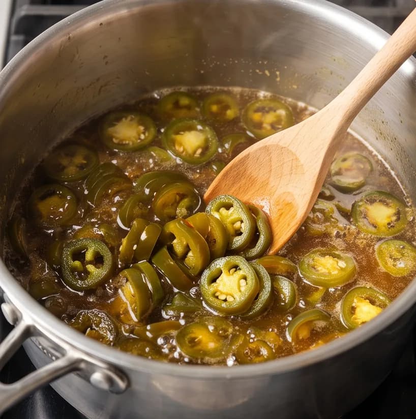 Jelibon Biber Turşusu Tarifi (Candied Jalapeno Tatlı-Acı Biber) — Adım 3: Jalapenoların Şerbette Pişirilmesi