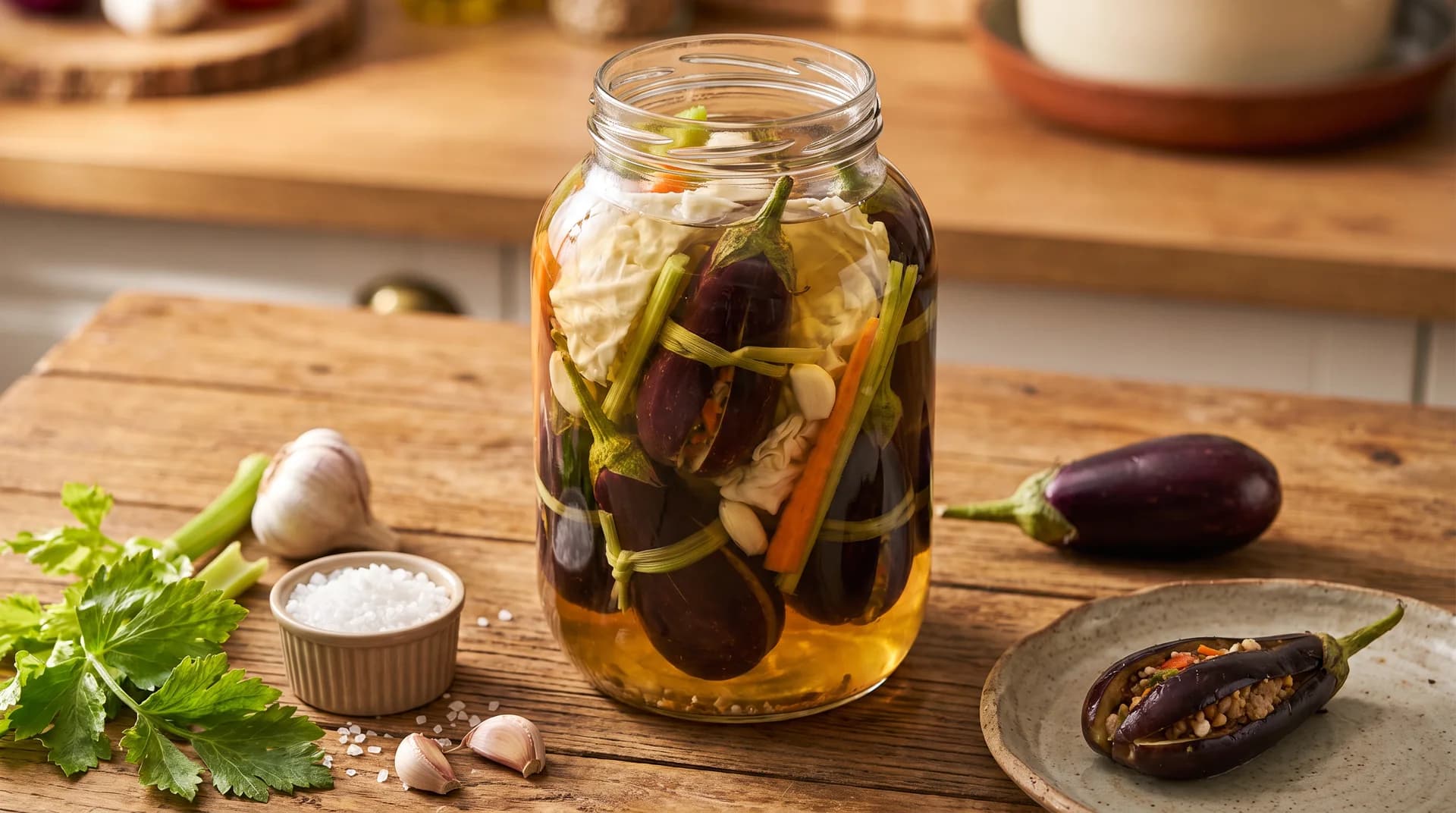 Sarımsaklı Dolma Patlıcan Turşusu Nasıl Yapılır?
